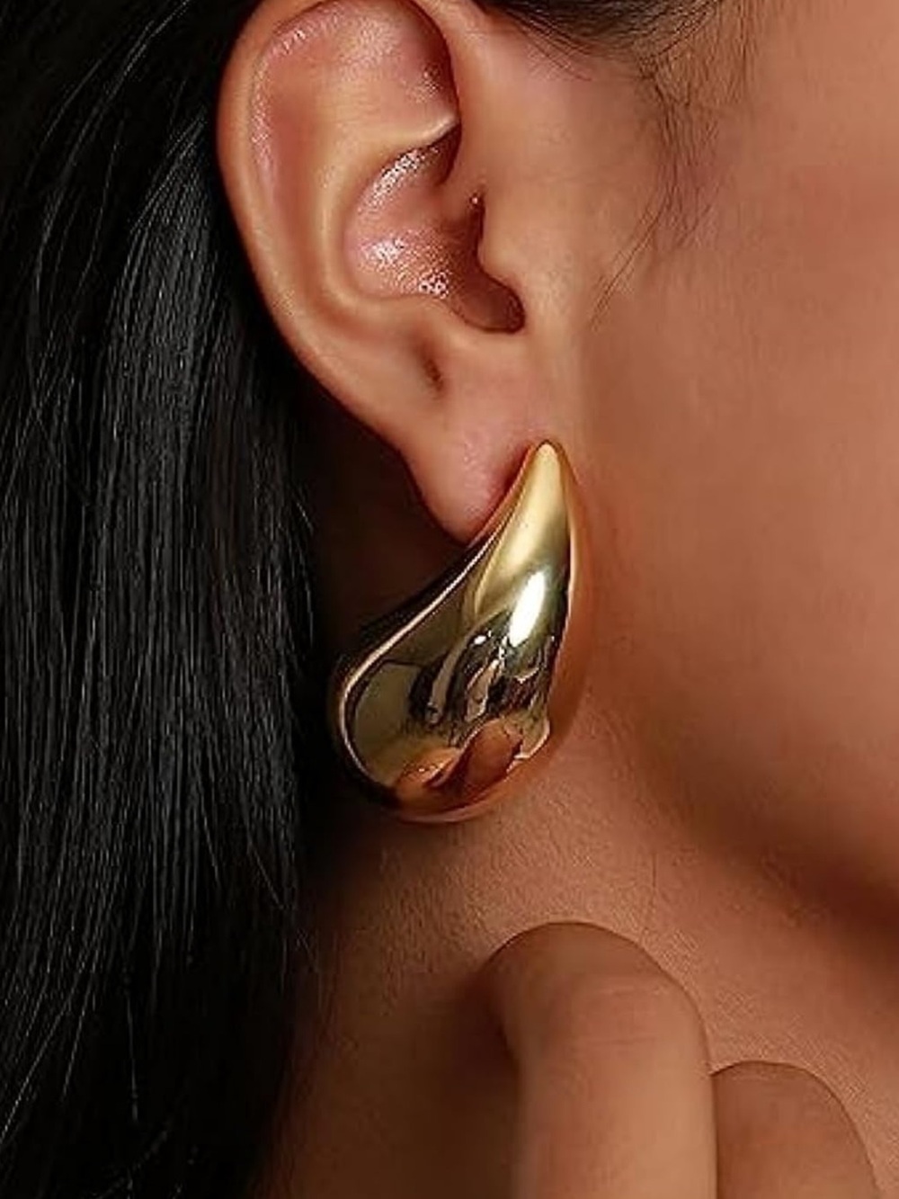 Gold Teardrop Statement Earrings